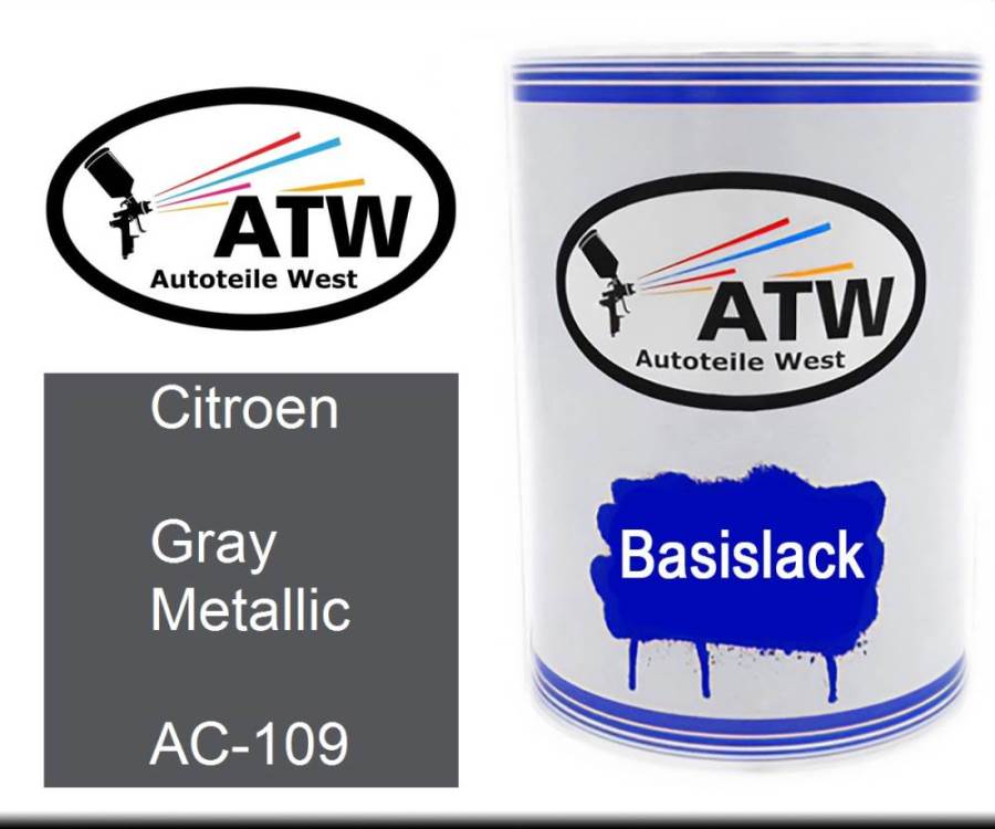 Citroen, Gray Metallic, AC-109: 500ml Lackdose, von ATW Autoteile West.